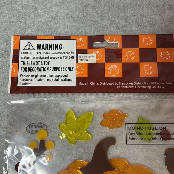Fall Window Gel Clings (3 packs) Leaves & Acorns, Welcome Fall, Autumn Pumpkin - Picture 7 of 9